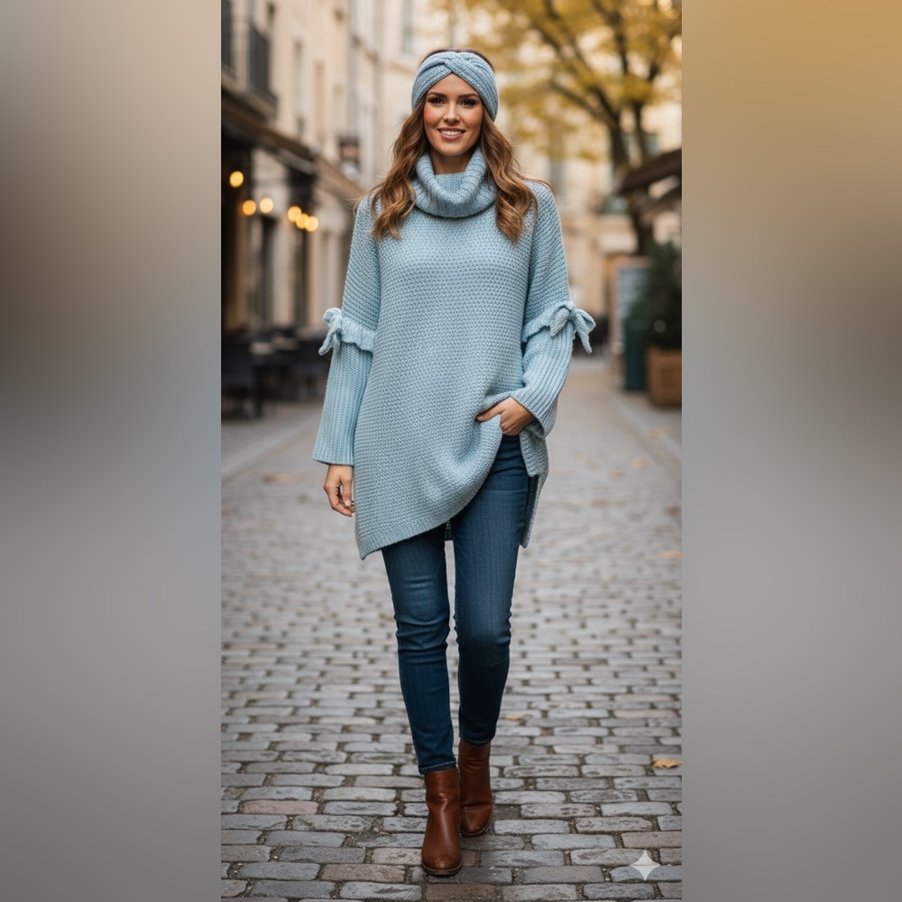 Maison Pholya Italian Woman’s Sweater and matching headband Size M NWT